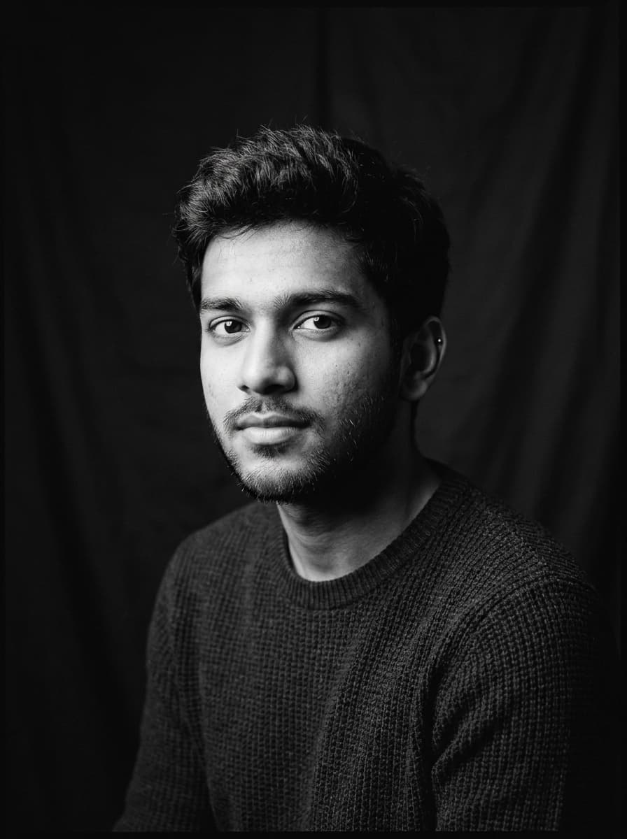 Timeless studio portrait, deep contrast